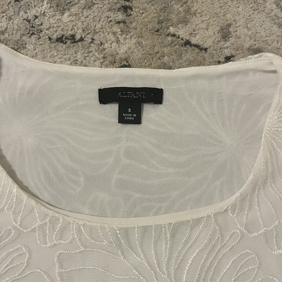 Alfani Women S White Floral Lace Butterfly Sleeve Top Wedding Career Party - Picture 4 of 11